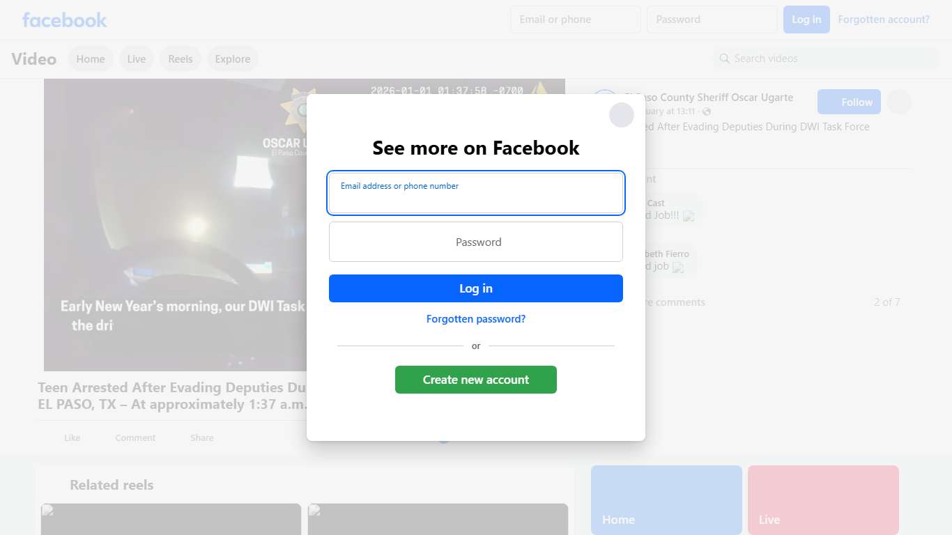 Teen Arrested After Evading Deputies During DWI Task Force Operation EL PASO, TX – At approximately 1:37 a.m. on January 1, 2026, deputies with the El Paso County Sheriff’s Office DWI Task Force were conducting patrol operations in the area of Loop 375 and Interstate 10. During the operation, a deputy observed a black Chrysler 300 fail to signal while changing lanes as it entered Interstate 10. The vehicle then accelerated at a high rate of speed. Deputies attempted to conduct a traffic stop; ho